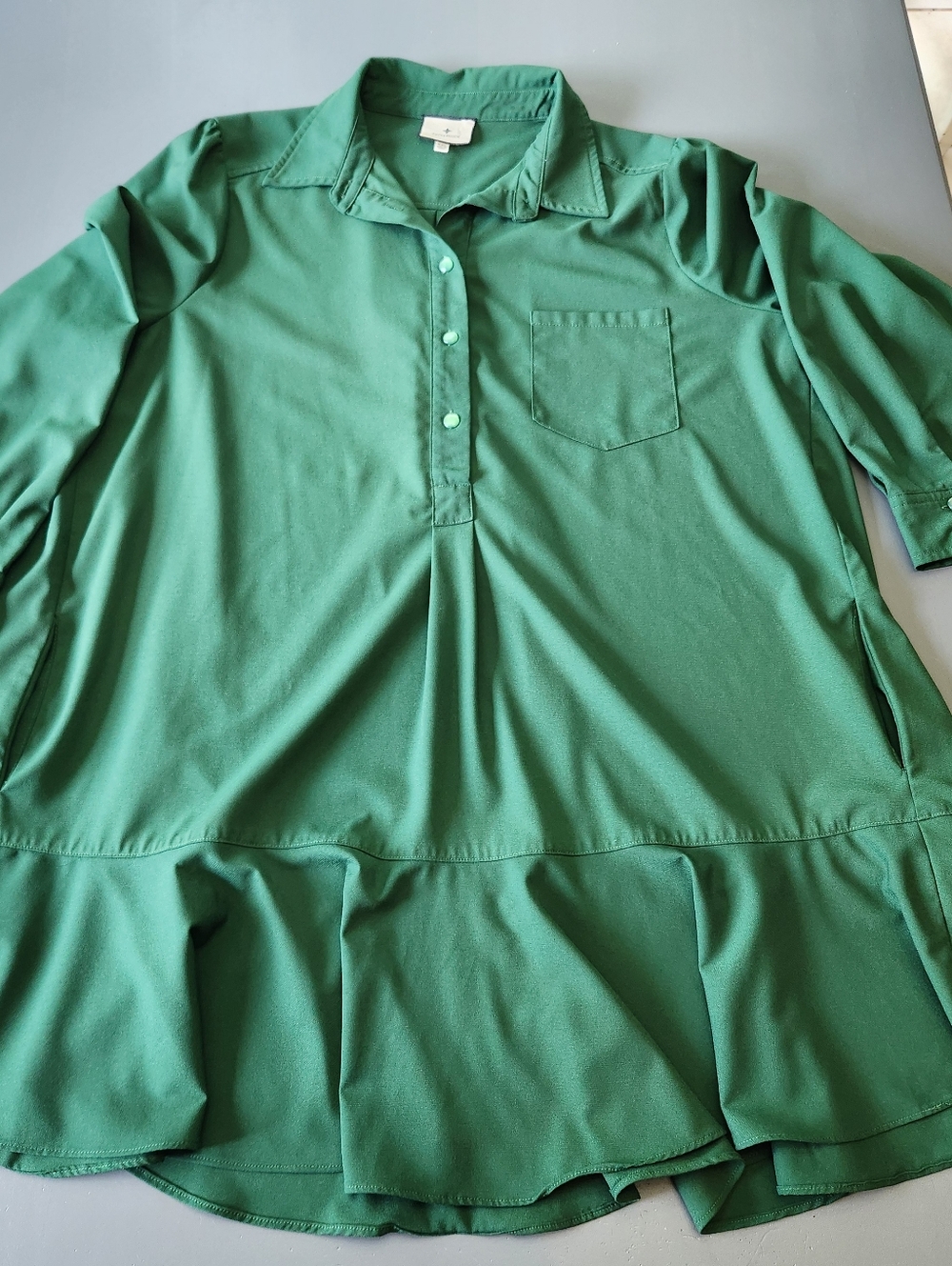 Tuckernuck Crepe Callahan Shirt Dress Emerald XXL Ruffle Pockets Flounce Hem - Picture 2 of 14